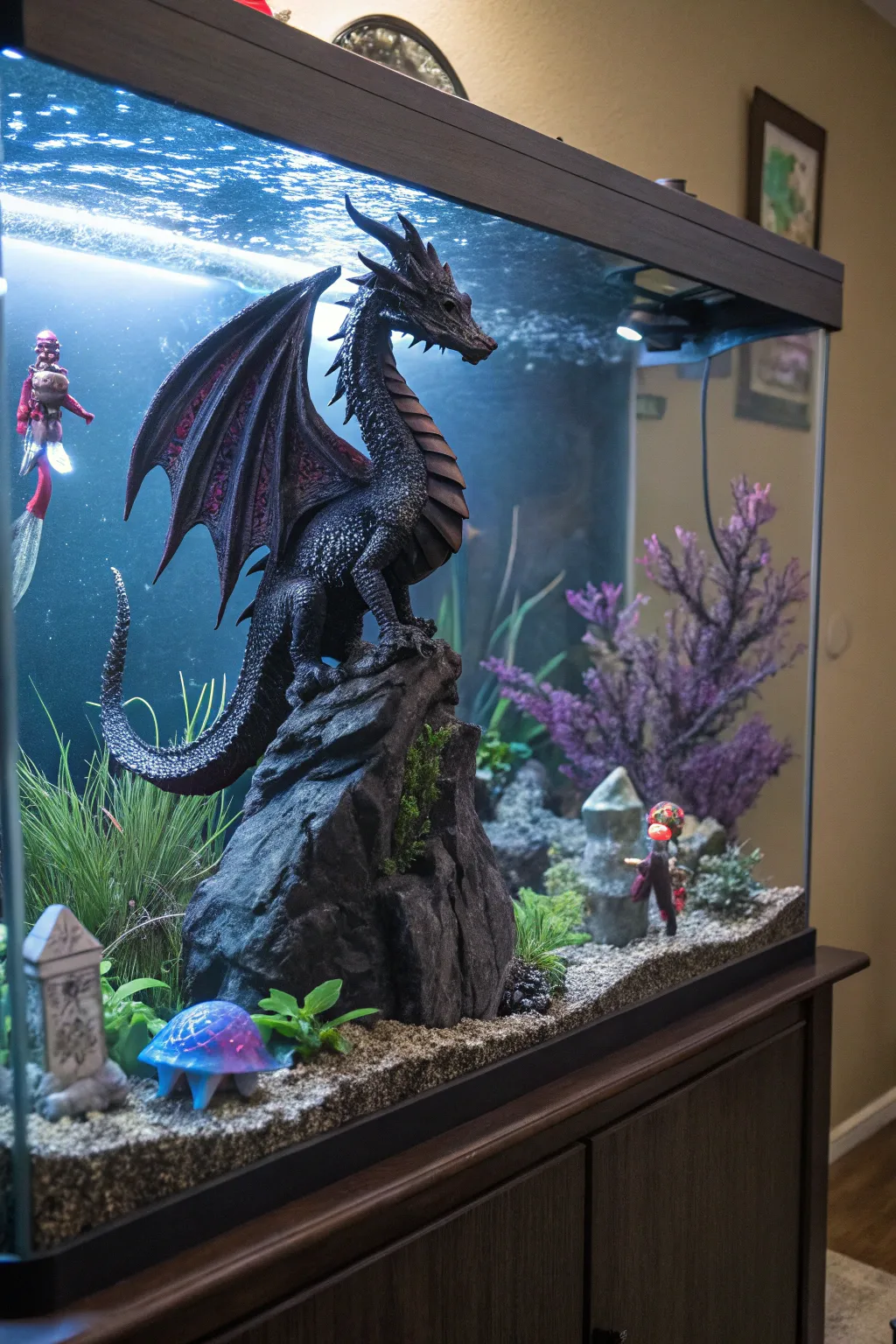 Step into a mythical world with a dragon at its heart, where vibrant colors and intricate details bring fantasy to life.