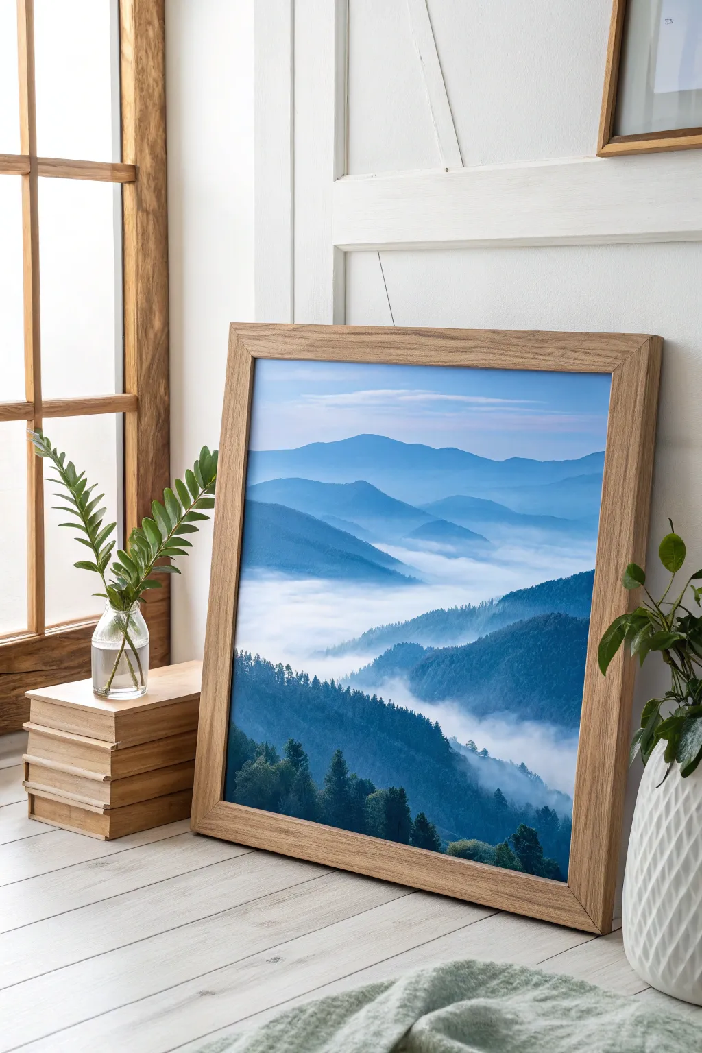 Embrace tranquility with this enchanting 'Mystical Mist' painting, where Scandinavian simplicity meets Boho charm.