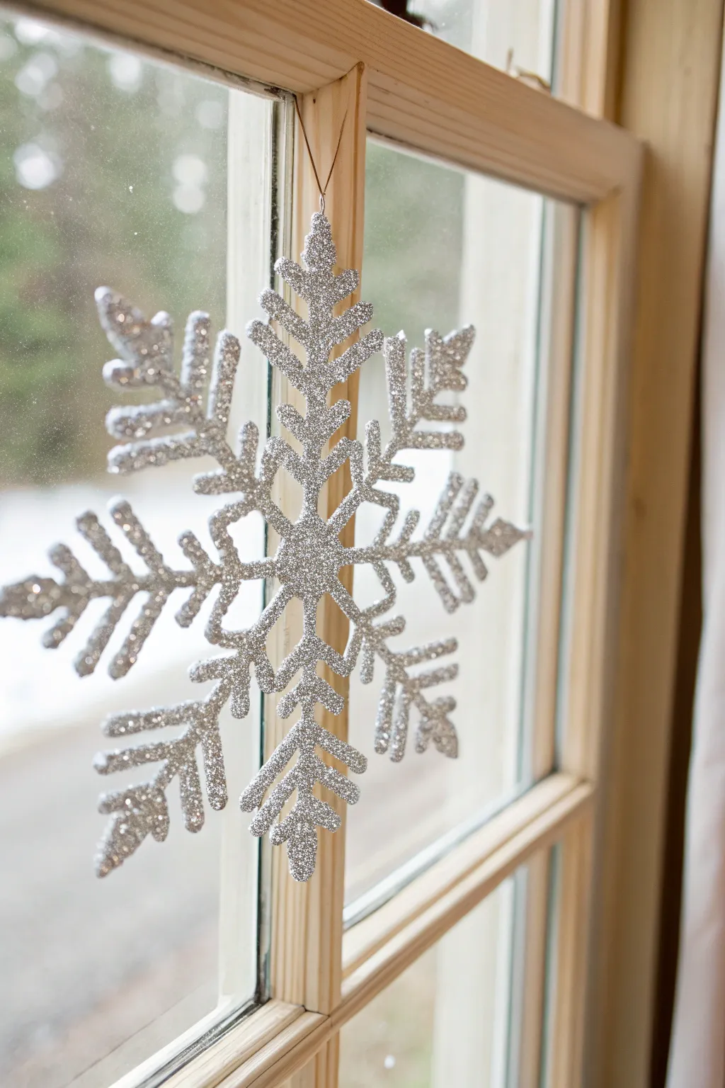 Add a touch of winter magic with elegant, handmade snowflake window clings. ❄️✨ #ScandinavianStyle #MinimalistDecor #WinterCrafts