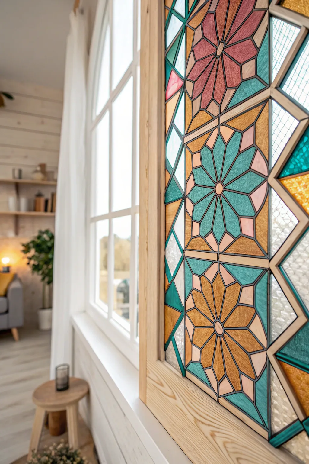 Let light and color dance through your space with DIY faux stained glass art.