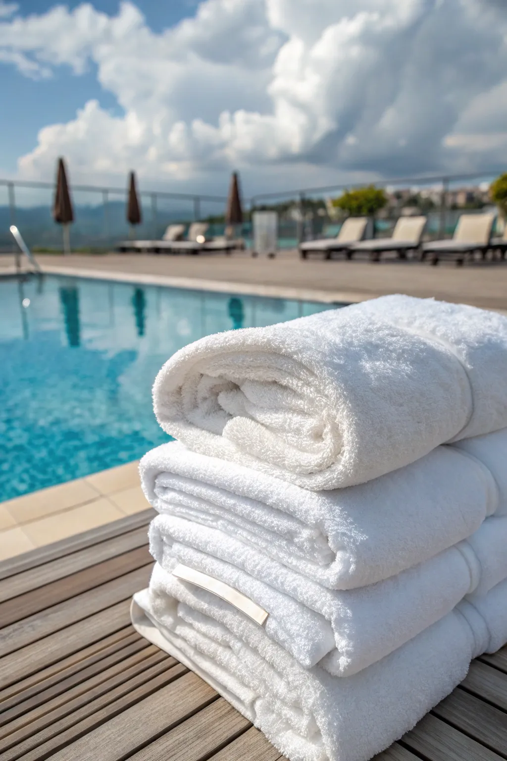 Offer comfort with elegant white towels.