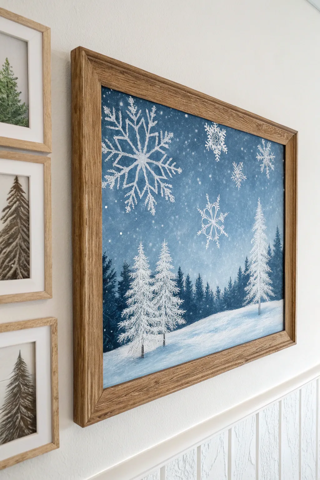 Transform your space into a serene winter wonderland with this stunning minimalist painting.