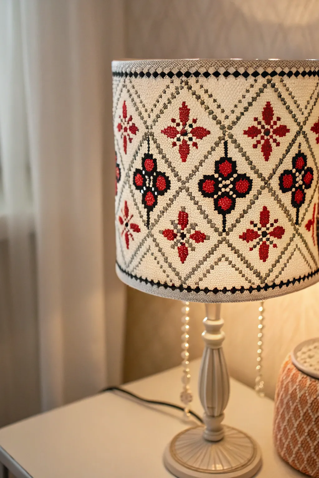 Illuminate your space with anime-inspired artistry: a stunning Perler bead lampshade transformation!