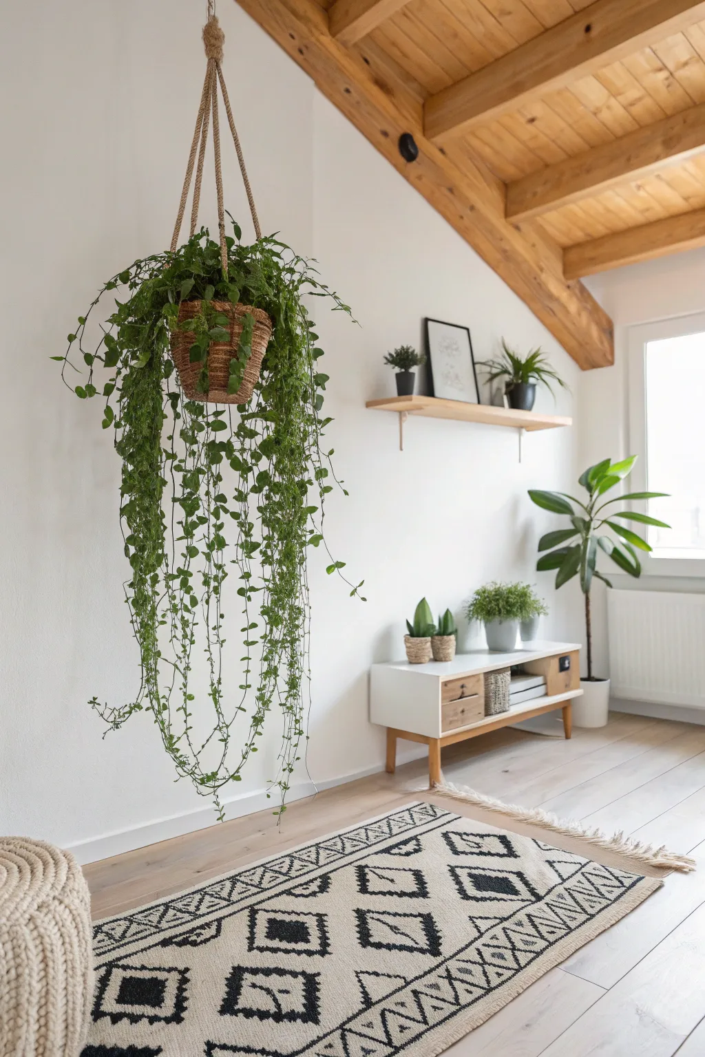 Elevate your space with the effortless charm of hanging plants 🌿✨ #ScandiBoho #GreenLiving