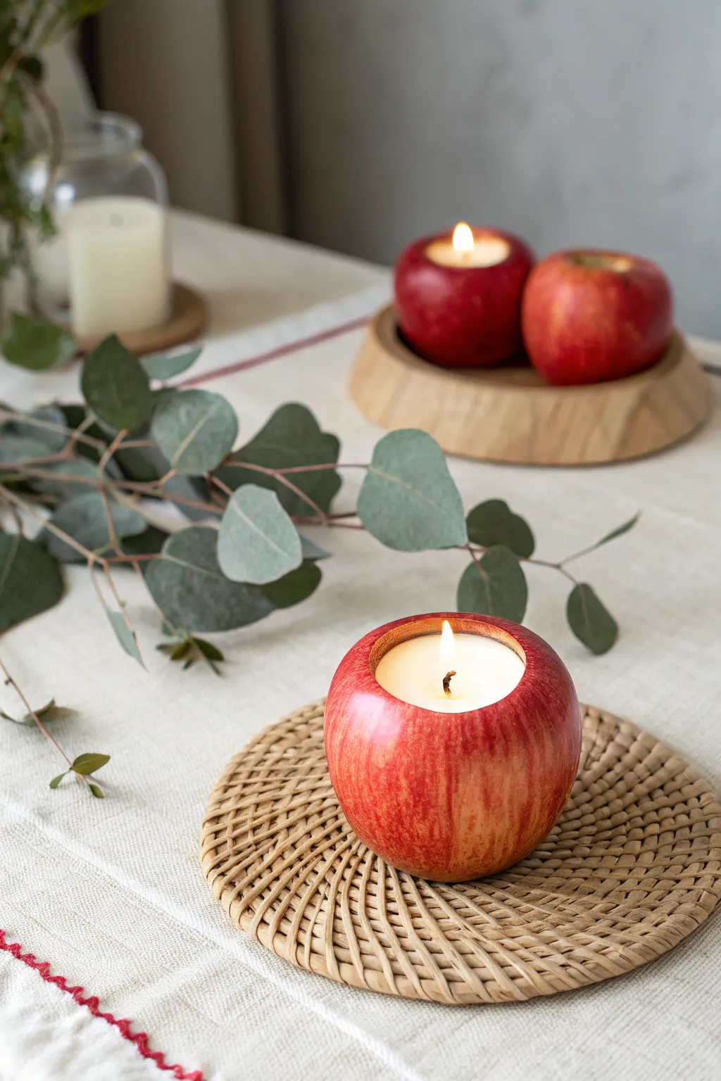 Illuminate your space with the natural beauty of handcrafted apple candle holders, where simplicity meets elegance.