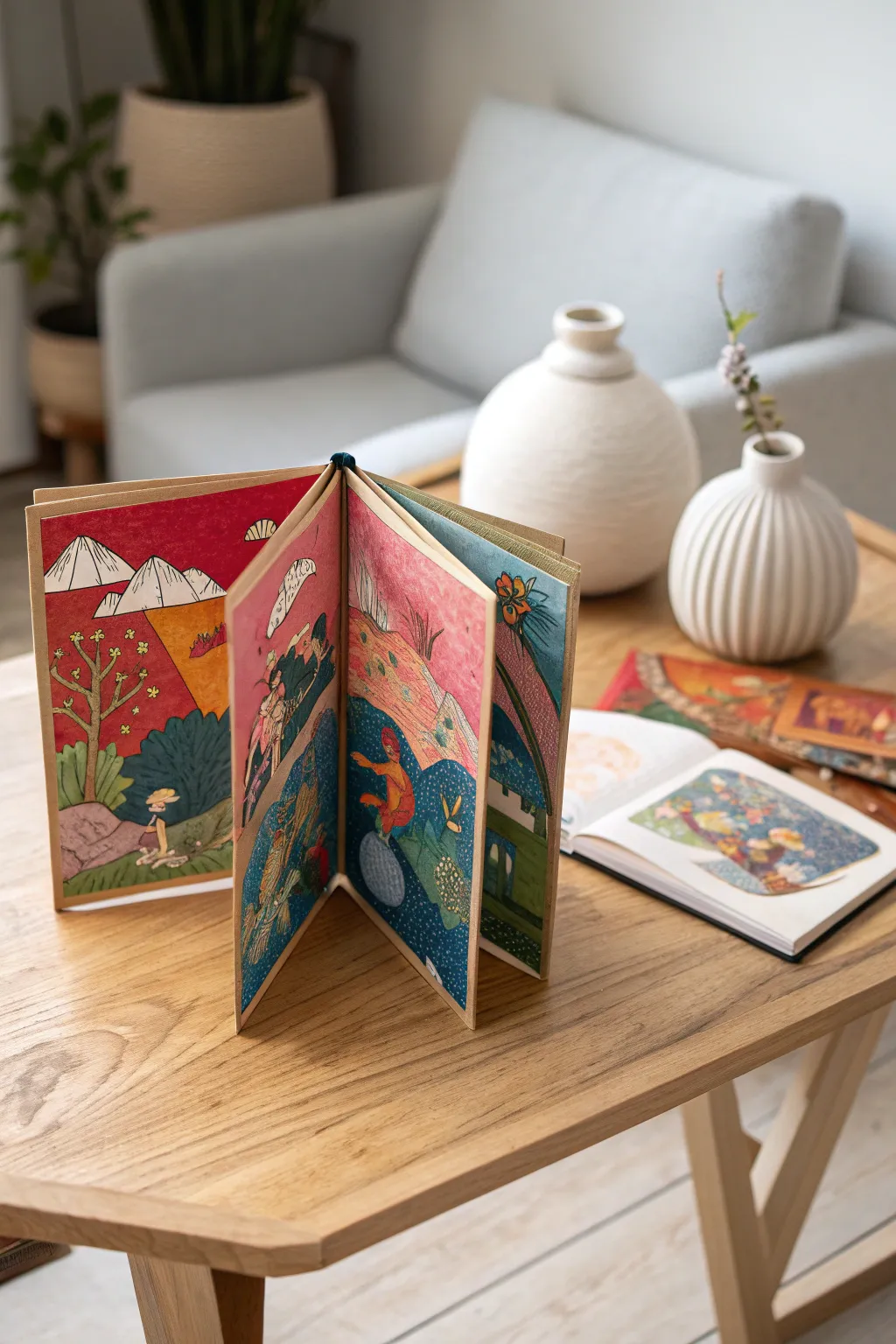 Unfold your imagination with a surreal dreamscape in this exquisite accordion book, where creativity knows no bounds.
