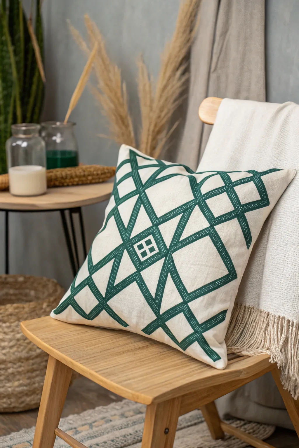Transform your space with a touch of creativity: Stenciled pillow covers for a personalized and stylish haven.