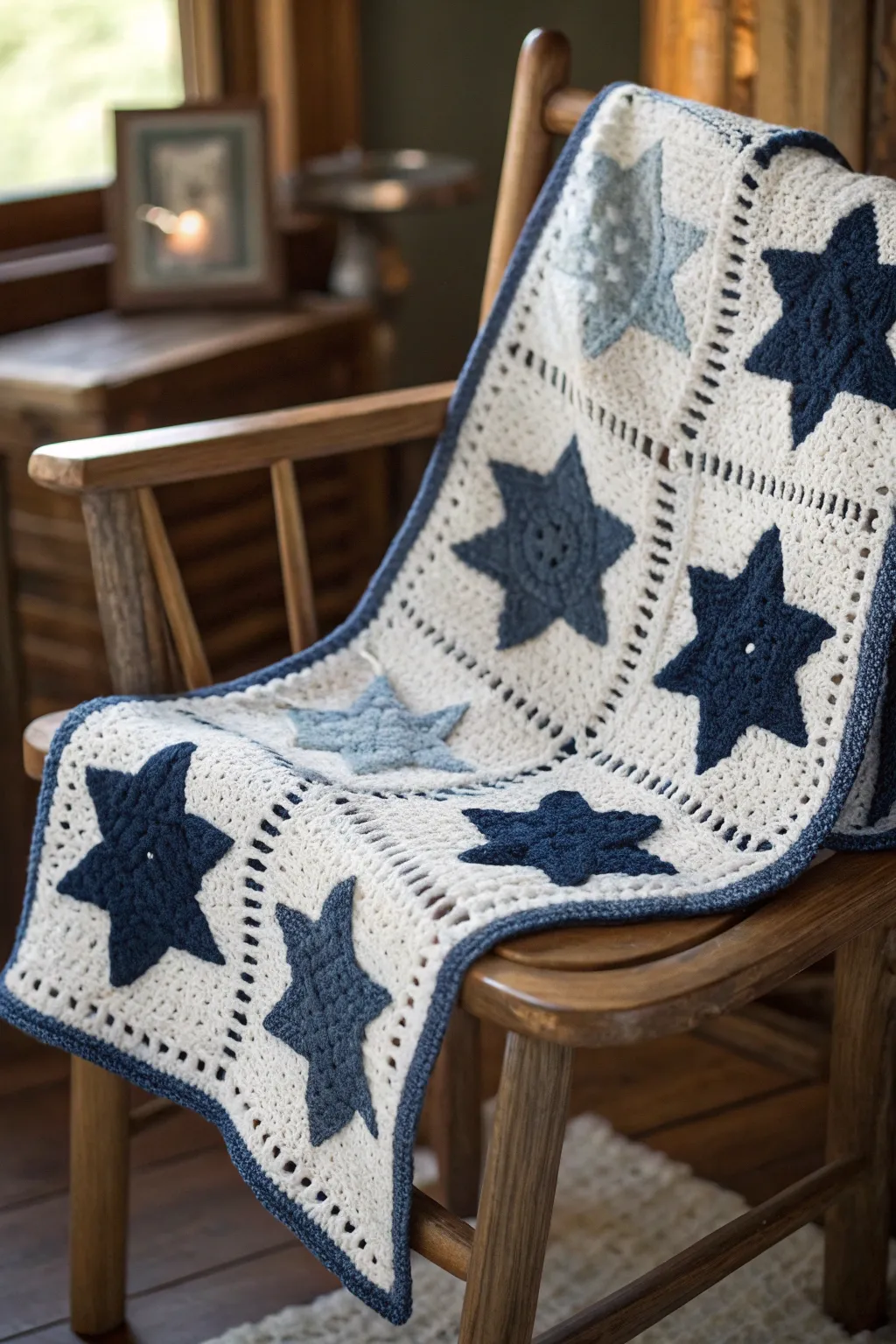Wrap your little one in the magic of a starry night with this beautifully crafted crochet blanket.