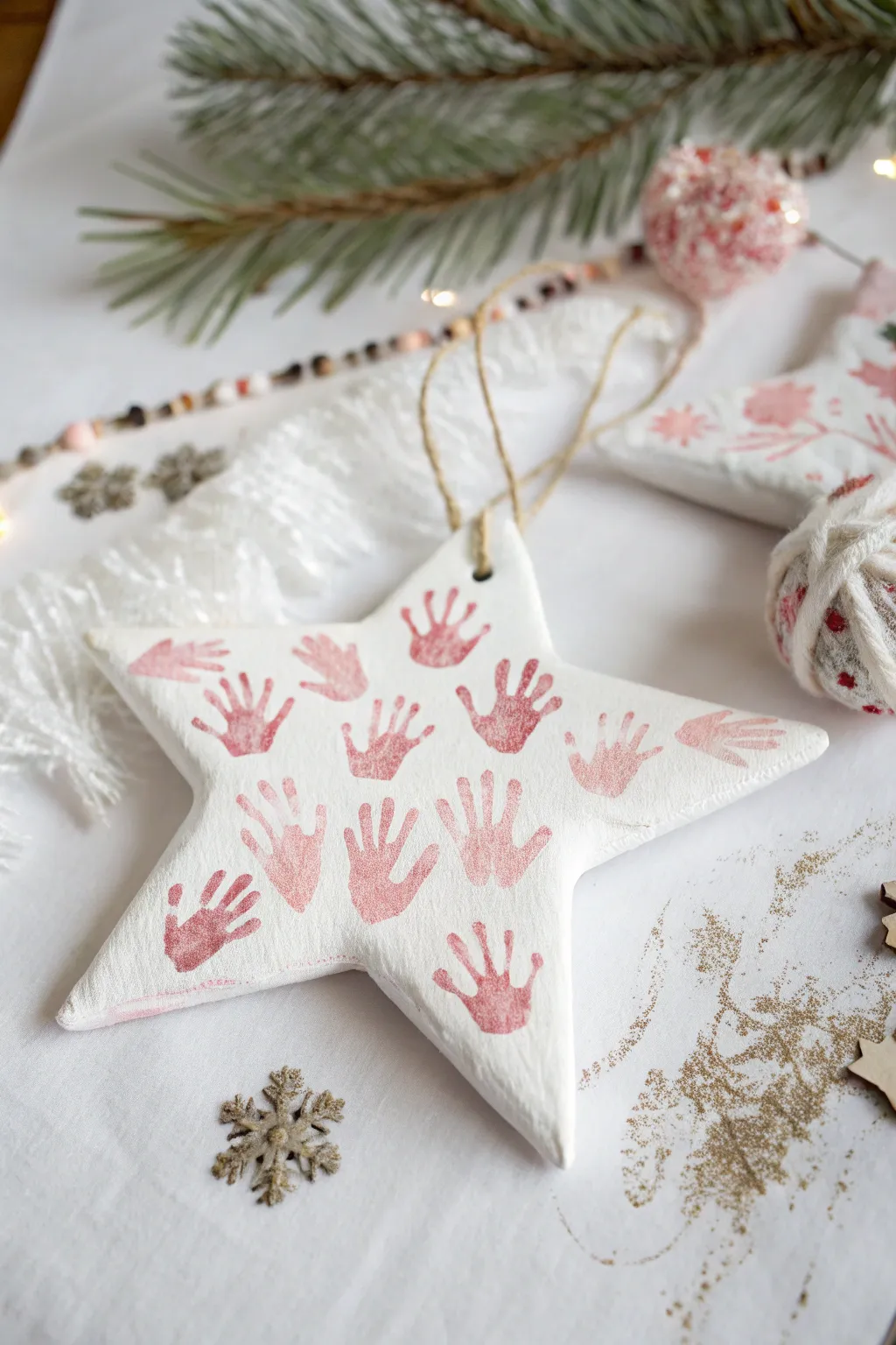 Capture the magic of the holidays with a star made from tiny handprints. Perfect for a minimalist and boho-inspired festive décor!