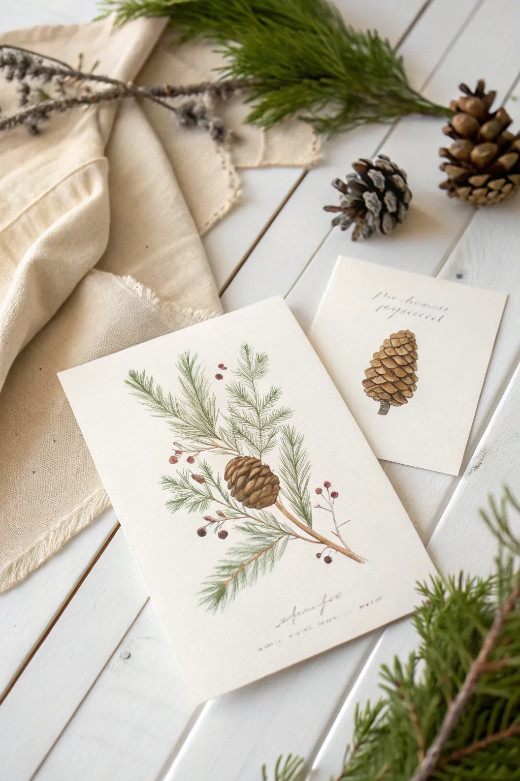 Capture the essence of nature with this baby's first Christmas card, where simplicity meets the organic beauty of the season.