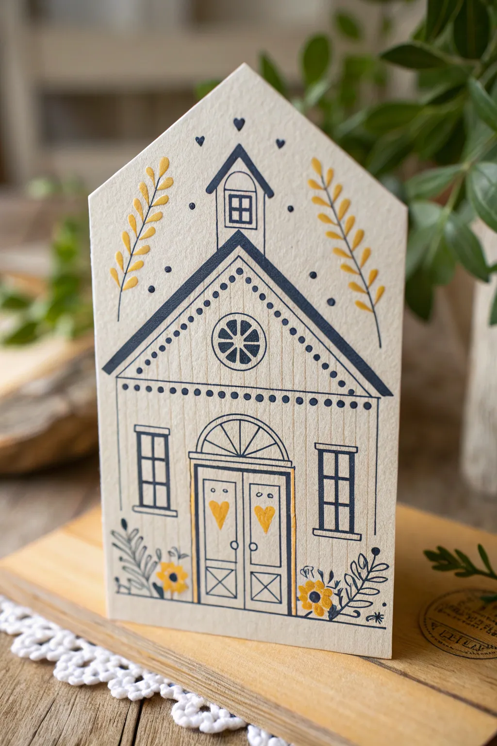 Step into the school year with charm and elegance: A schoolhouse card that combines minimalist beauty with a touch of boho style.