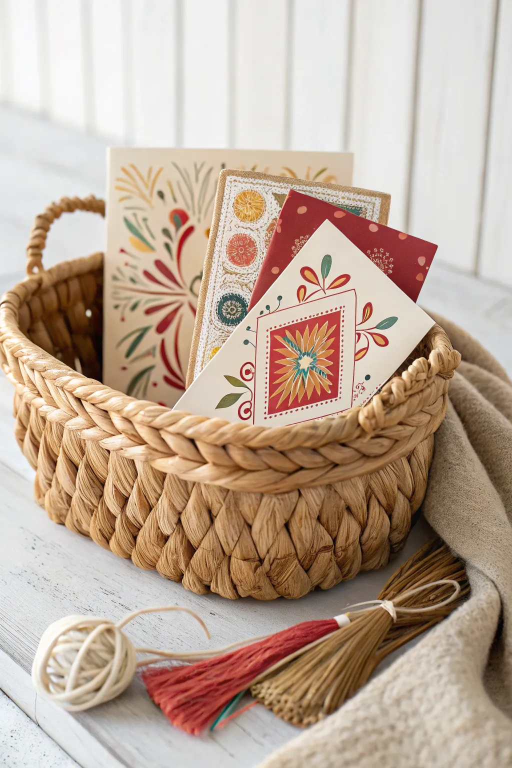 Discover the world through flavors: A stunning baking basket with international recipe cards, perfect for your next culinary adventure.