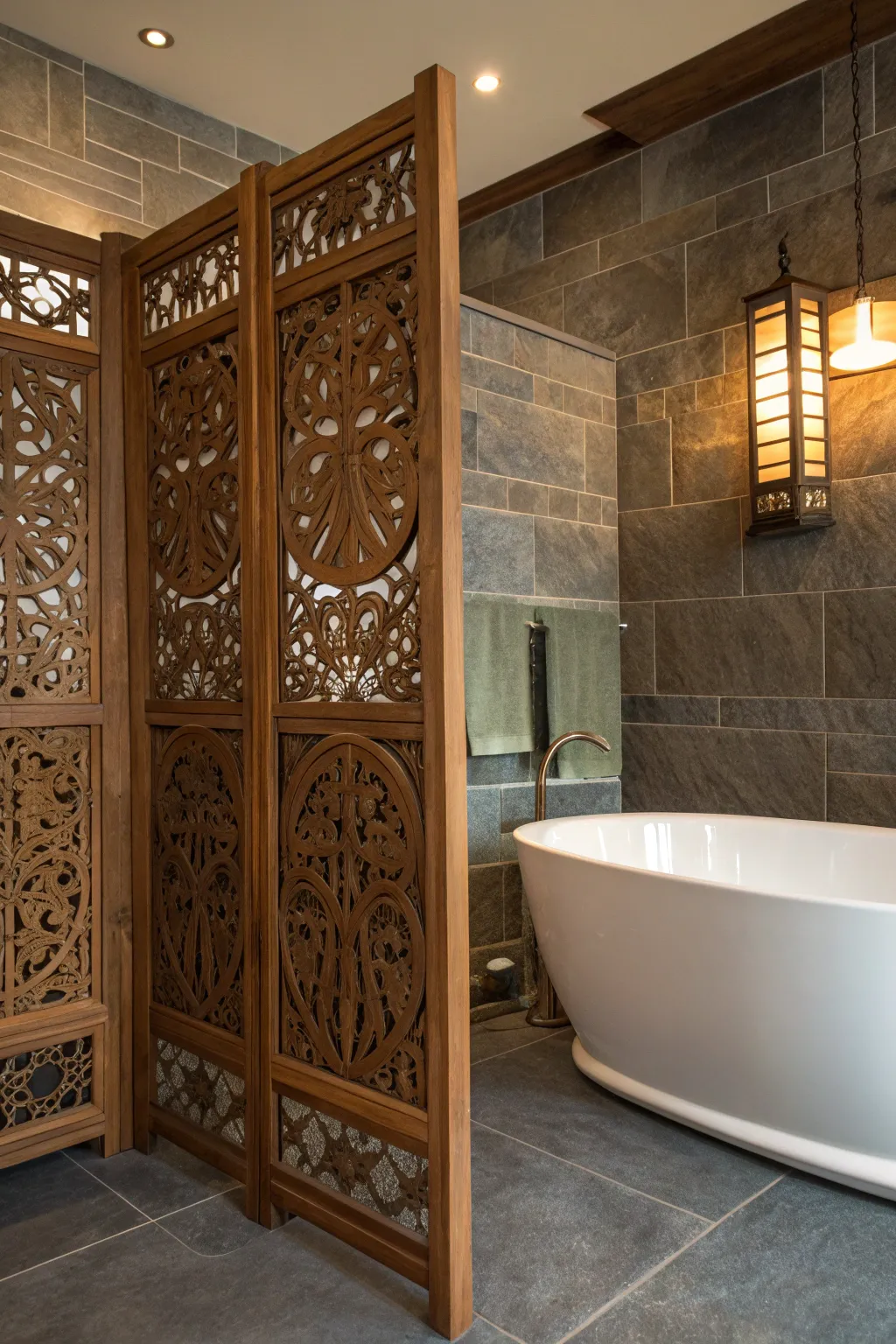 Elevate your bath time with a handcrafted privacy screen that brings elegance and mystery to your personal oasis.
