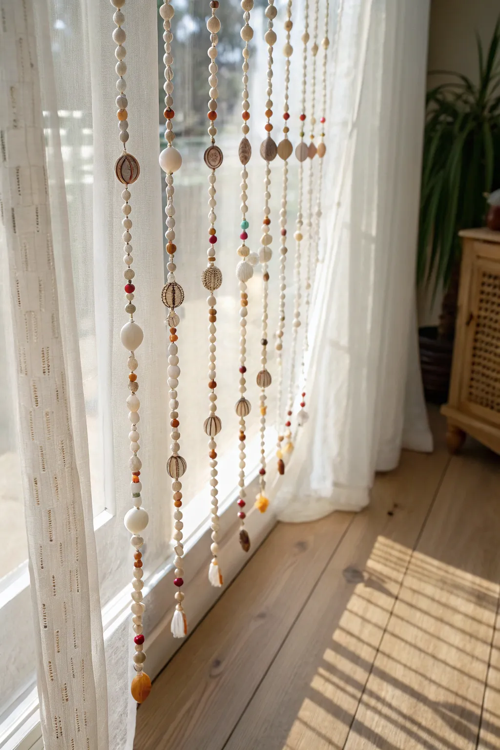 Transform your space with the enchanting glow of handcrafted beaded curtains.