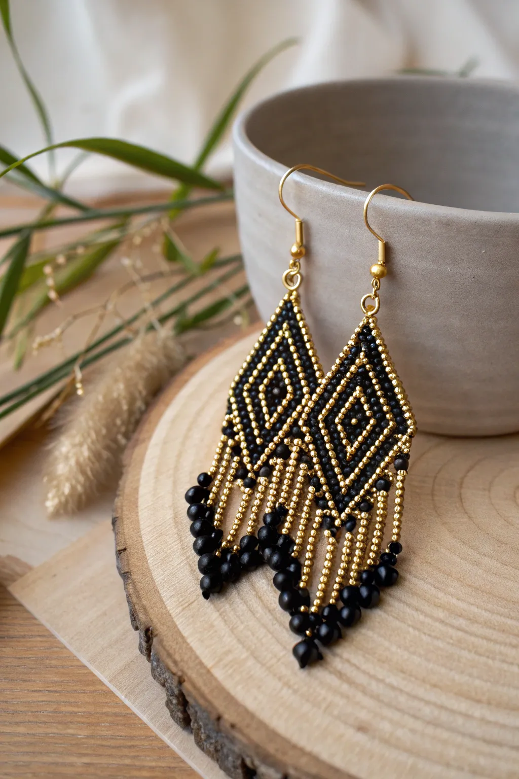 Elevate your style with these Art Deco-inspired beaded earrings, where vintage glamour meets modern minimalism.