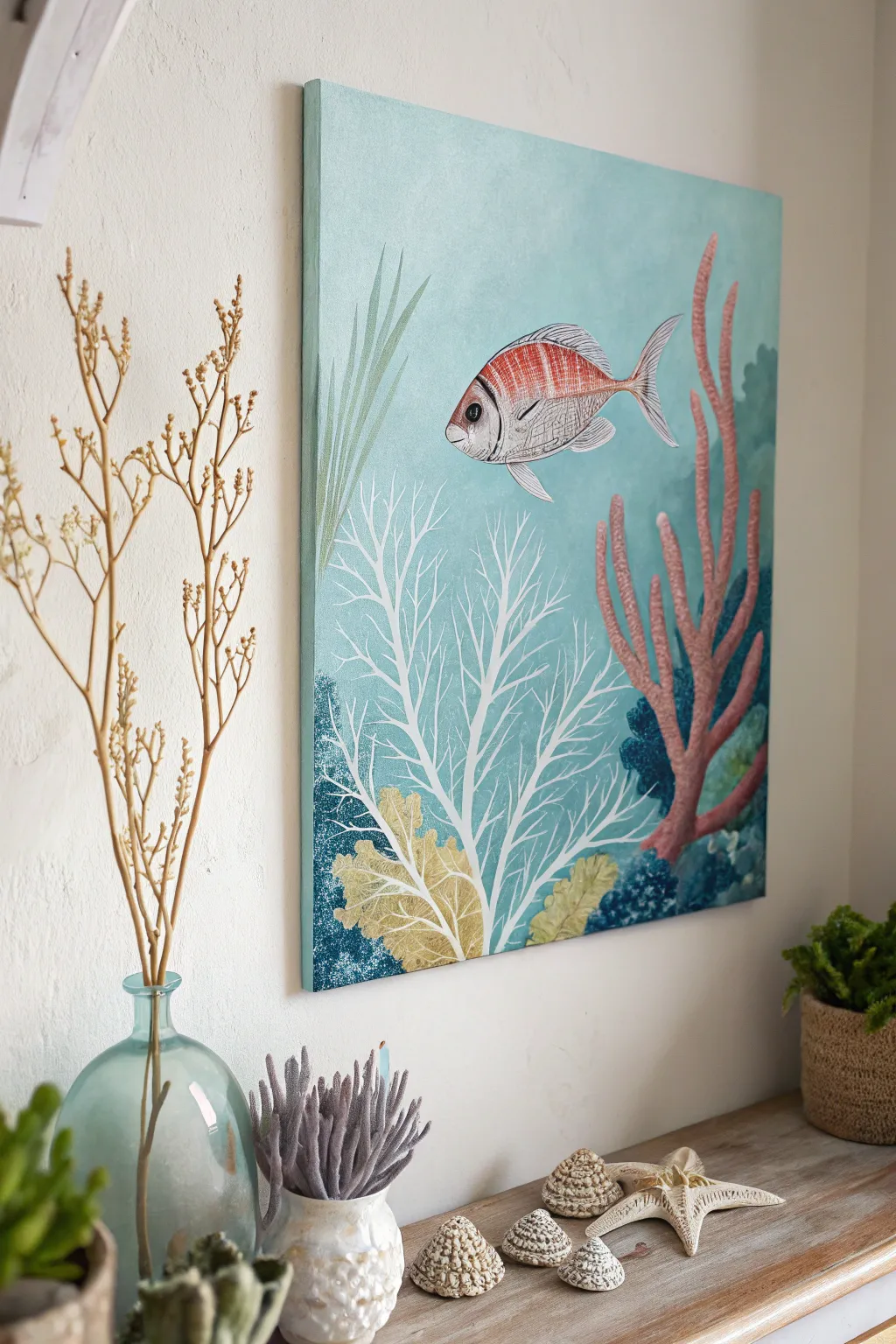 Dive into simplicity and beauty with this serene underwater painting, perfect for adding a touch of elegance to any space.