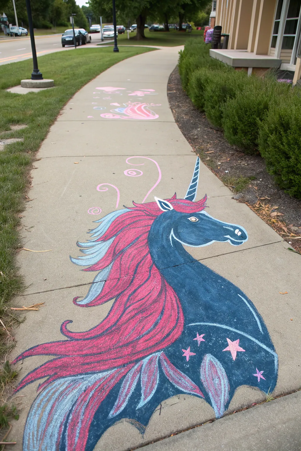 Unleash your creativity with this enchanting unicorn chalk art, where fantasy meets minimalist elegance.