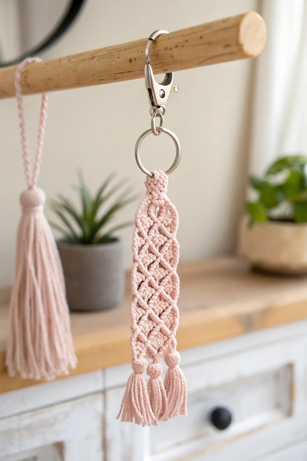Add a touch of handcrafted elegance to your keys with this simple crochet keychain.