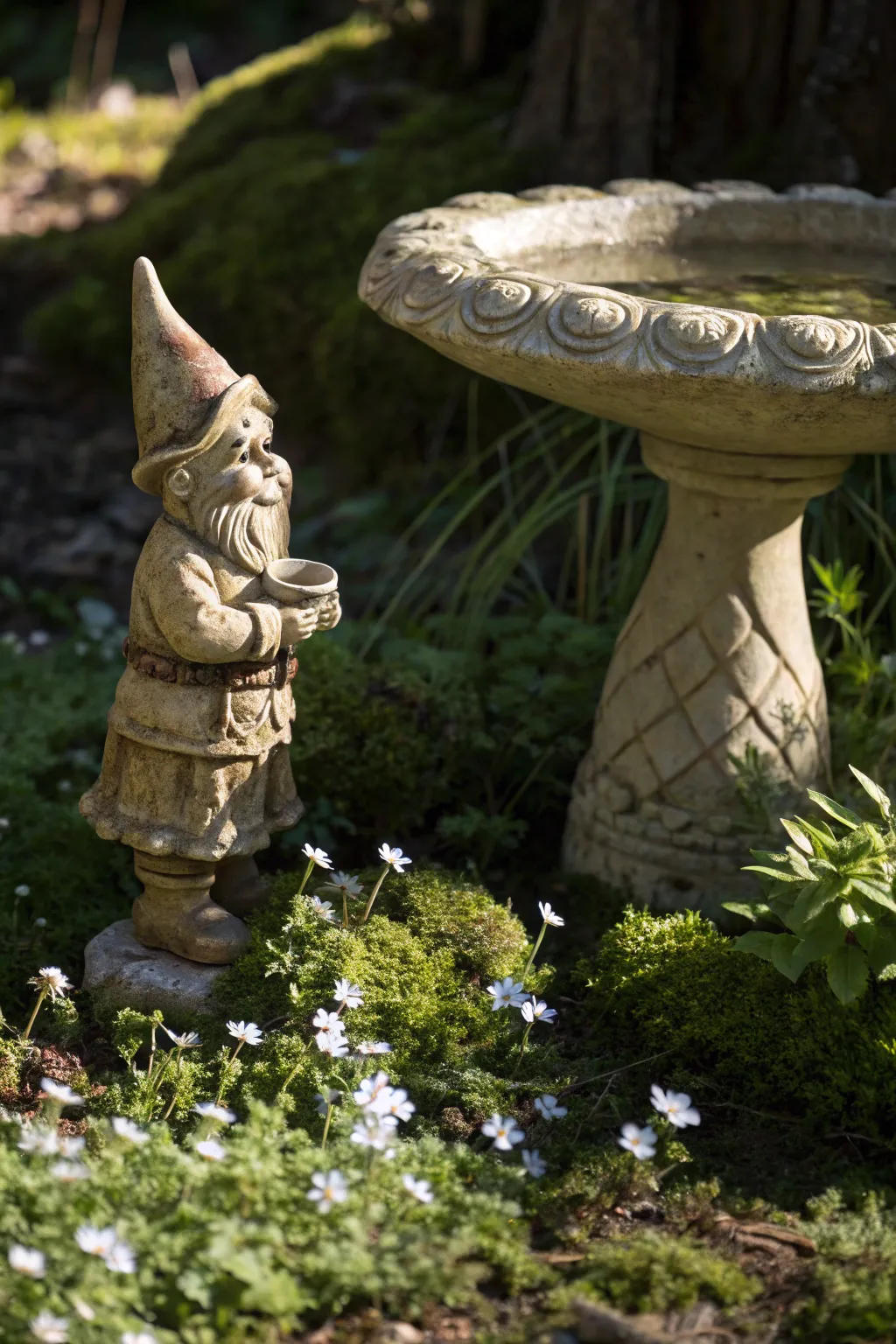 Meet your garden's charming guardian: a handcrafted gnome adding a touch of magic to your fairy retreat.