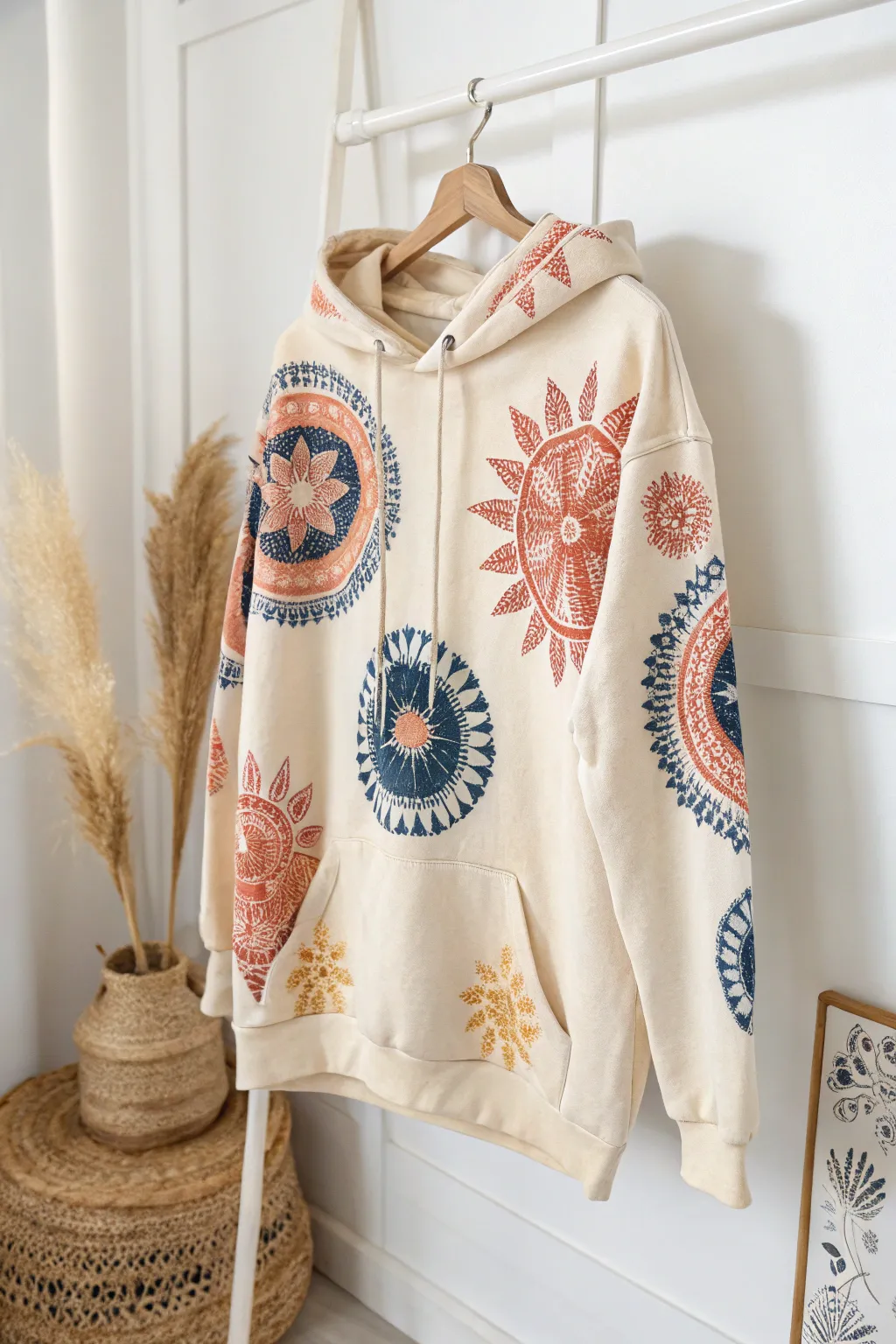 Get festival-ready with this stunning boho-inspired bleach hoodie—your perfect companion for music and fun!
