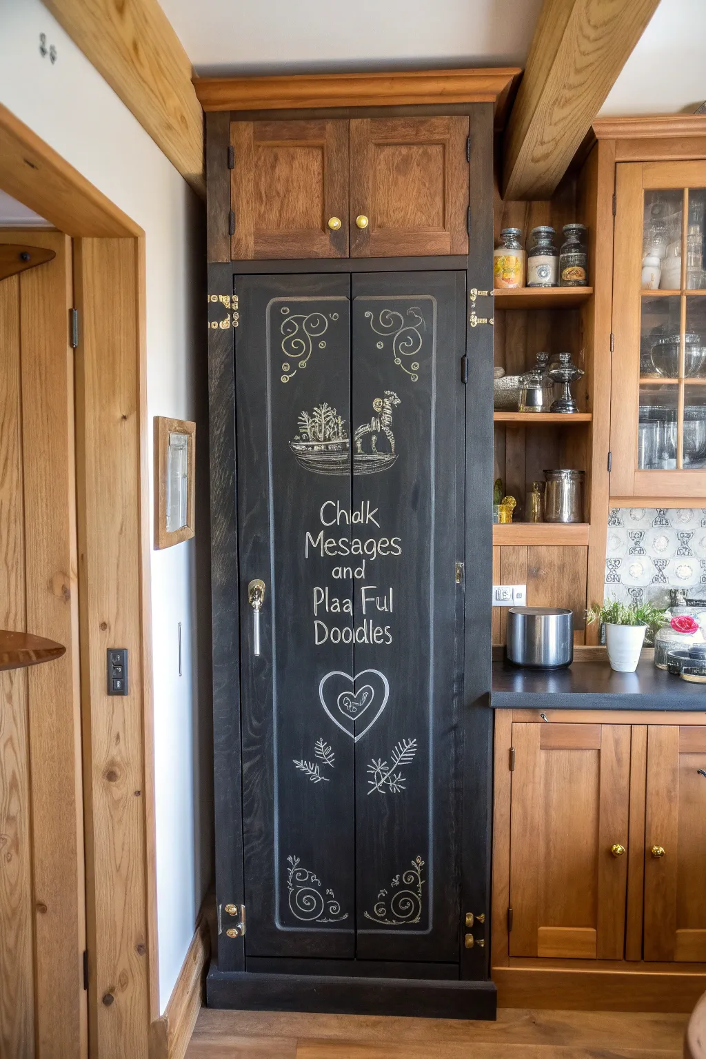 Transform your kitchen with a touch of chalkboard creativity—where messages meet craftsmanship.
