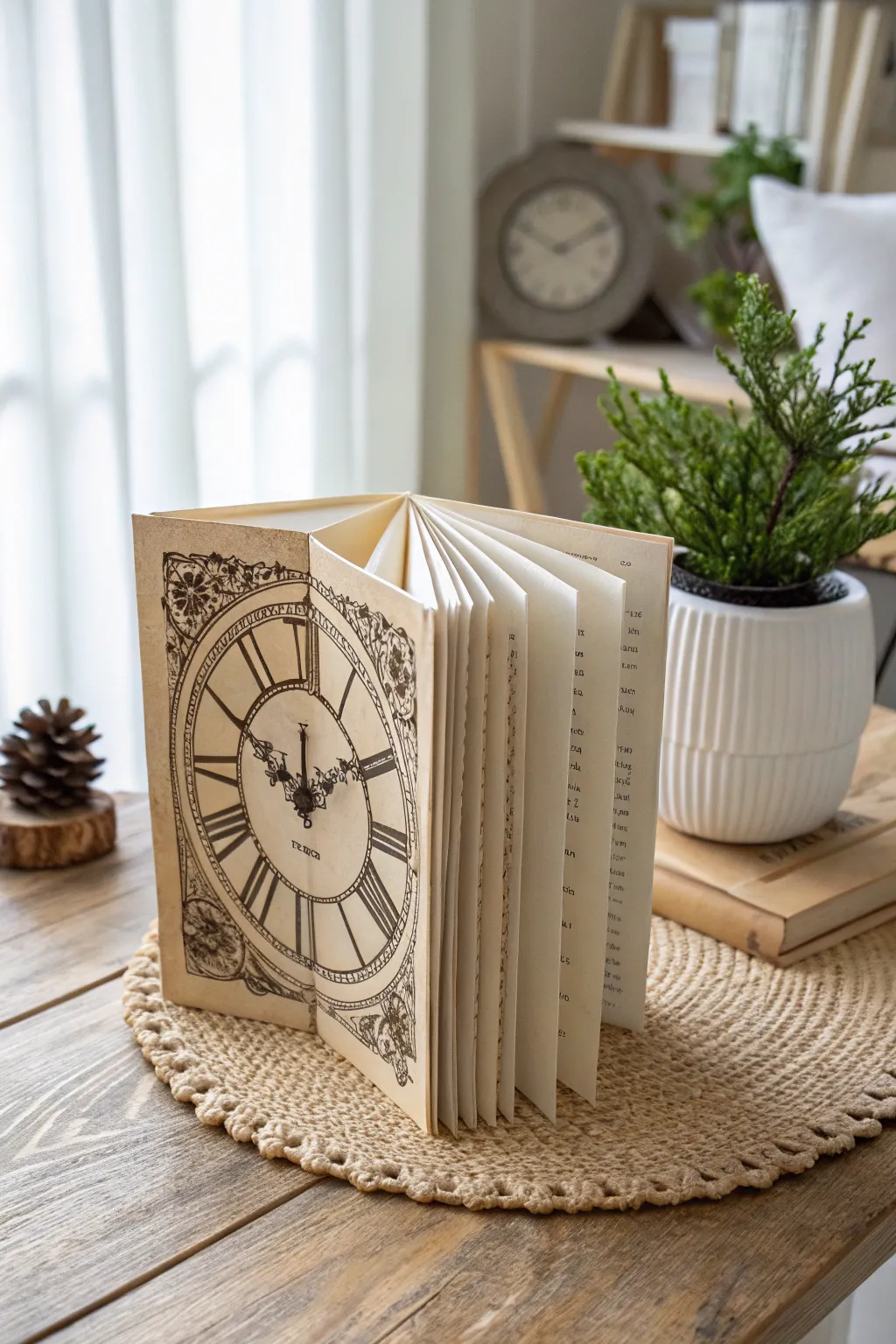 Timeless creativity: Transform your books with a charming vintage clock face design!