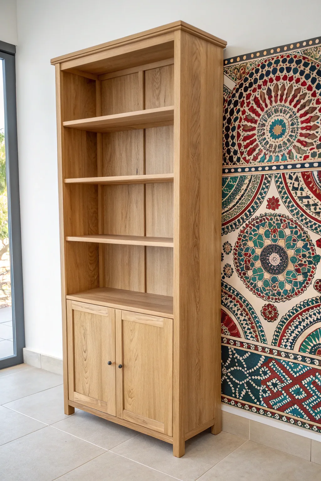Transform your bookcase into a masterpiece with a bold and beautiful tiled tapestry.