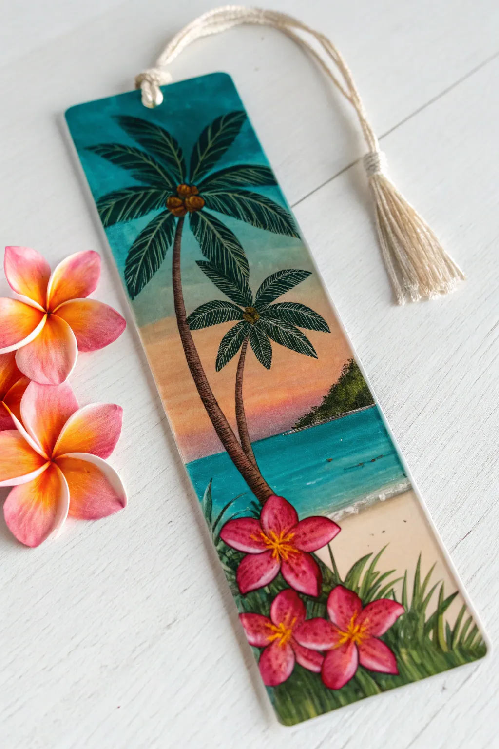 Escape to a Tropical Paradise with Every Page Turn 🌴🎨 #AcrylicArt #BookmarkBeauty