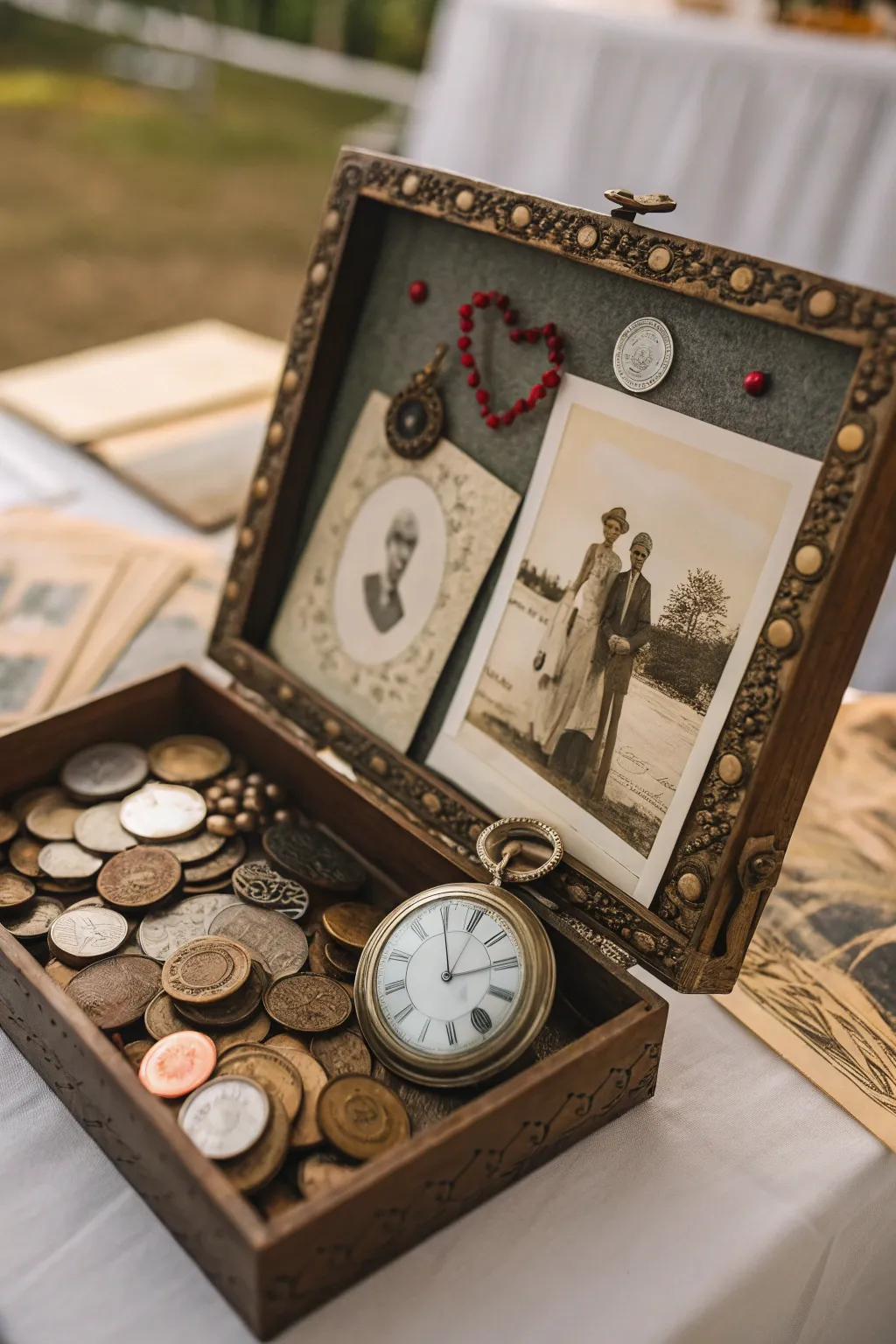 Add timeless elegance to your decor with a vintage-themed box frame.
