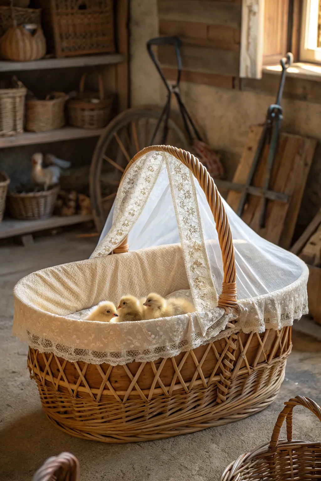 Crafted Comfort: A Wicker Basket Nest Perfect for Your Chicks