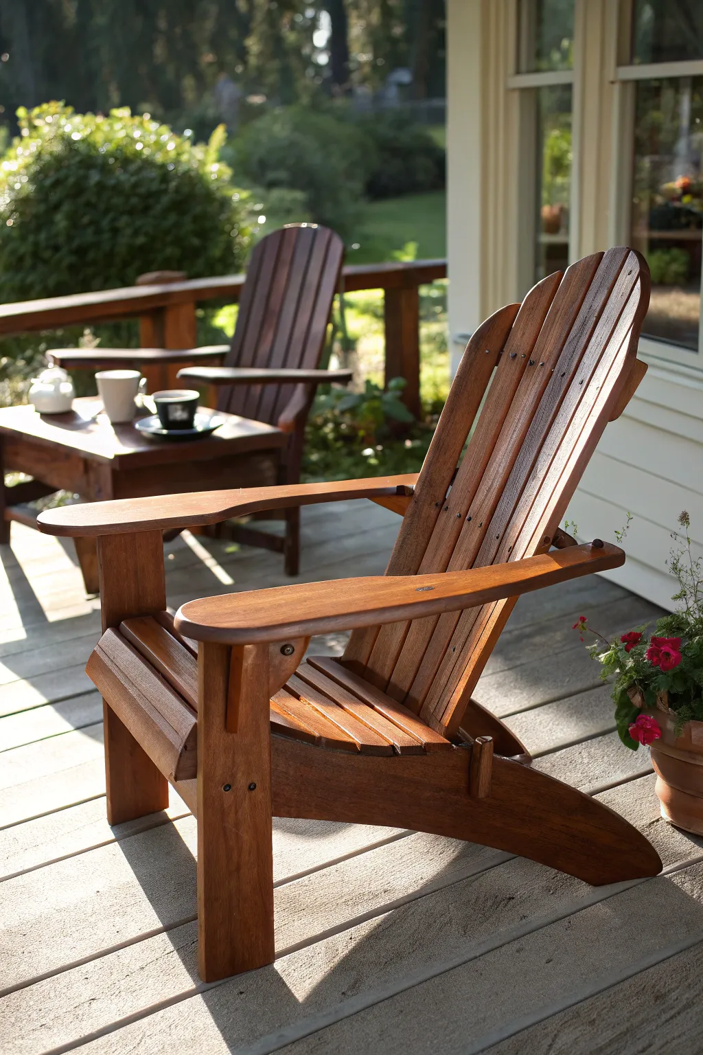 Unwind in style with this handcrafted Adirondack chair – perfect for a tranquil porch retreat.