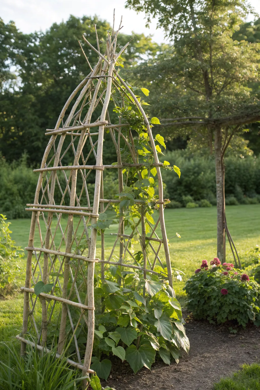 Embrace natural beauty with this handcrafted twig trellis, where simplicity meets elegance in your garden sanctuary.