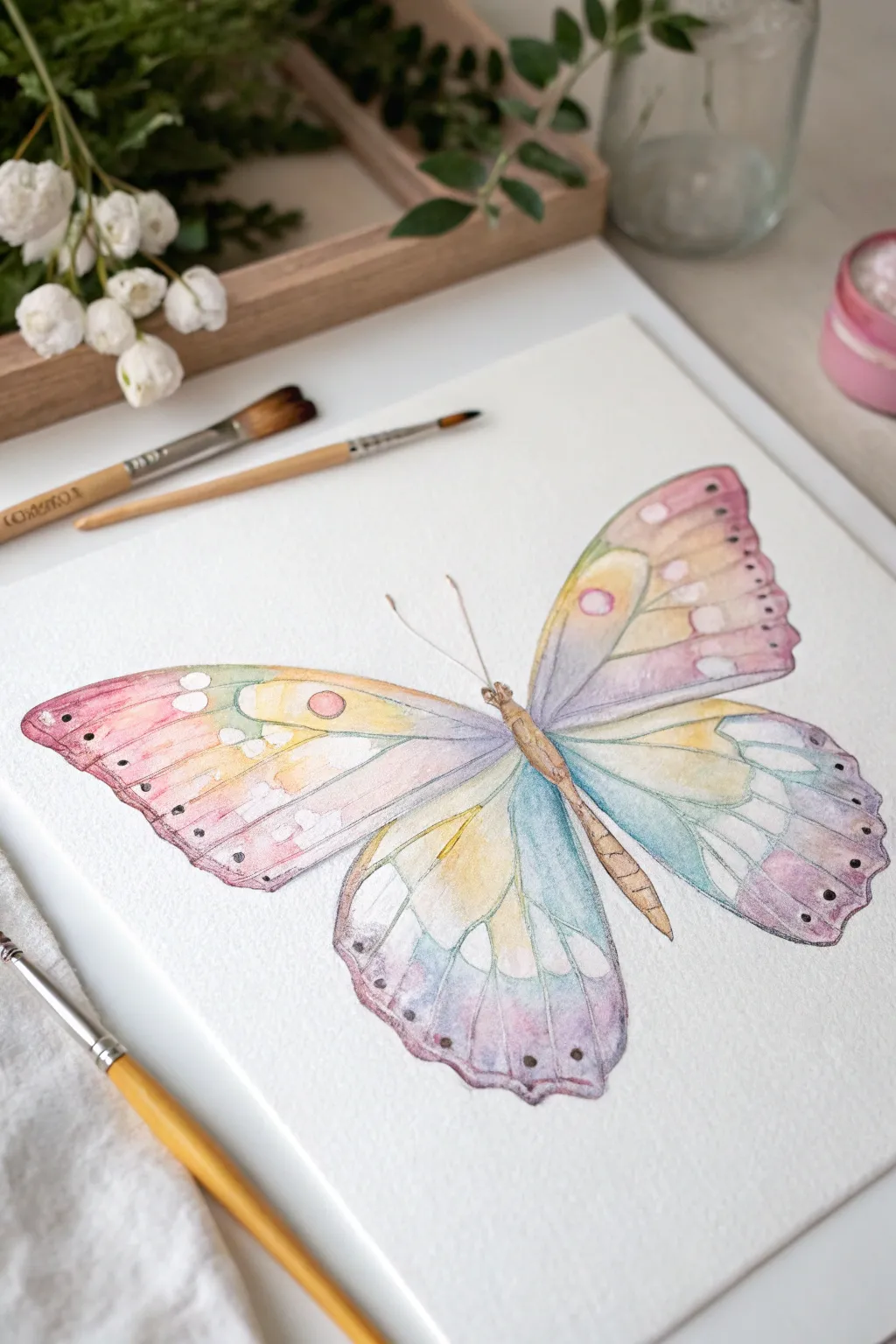 Discover the art of perfect symmetry in butterfly wings with this stunning, handcrafted painting.