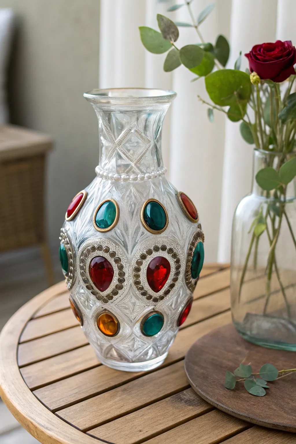 Elevate your decor with cabochon-enhanced vases, where simplicity meets striking beauty.