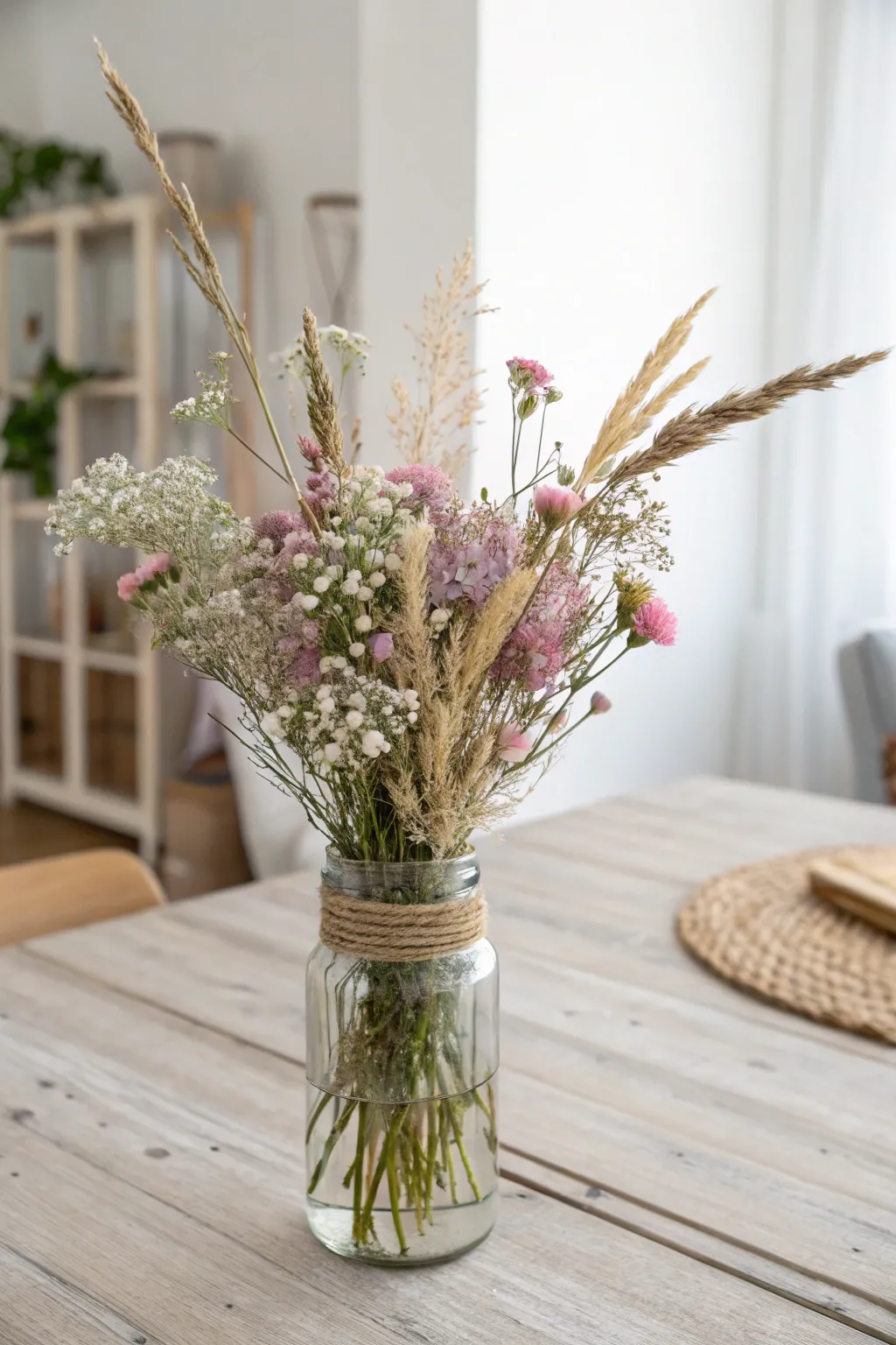 Embrace simplicity and elegance with a touch of nature. Transform everyday jars into stunning vases for a fresh, seasonal feel.