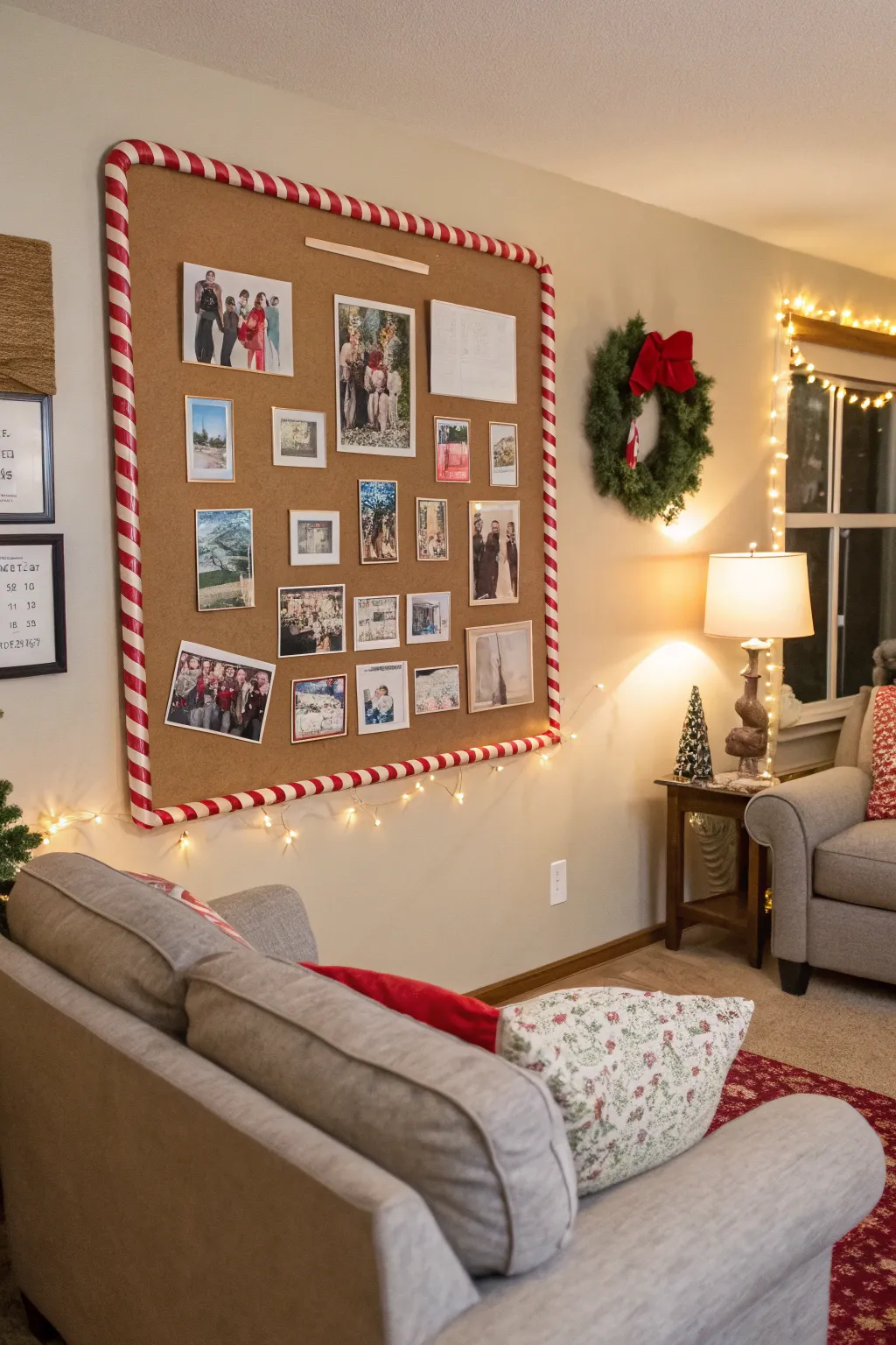 Frame memories with candy cane decor.