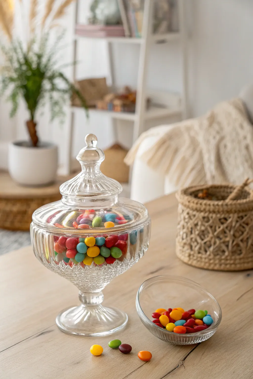 Rediscover the charm of yesteryears with vintage candy jars that add a touch of nostalgia and color to your minimalist decor.