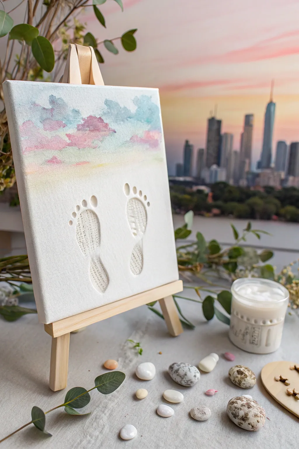 Tiny steps towards big dreams: Create a cityscape with baby footprints!