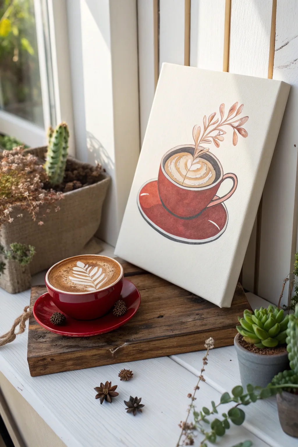 Sip on creativity: A bold coffee art piece that blends simplicity with elegance.
