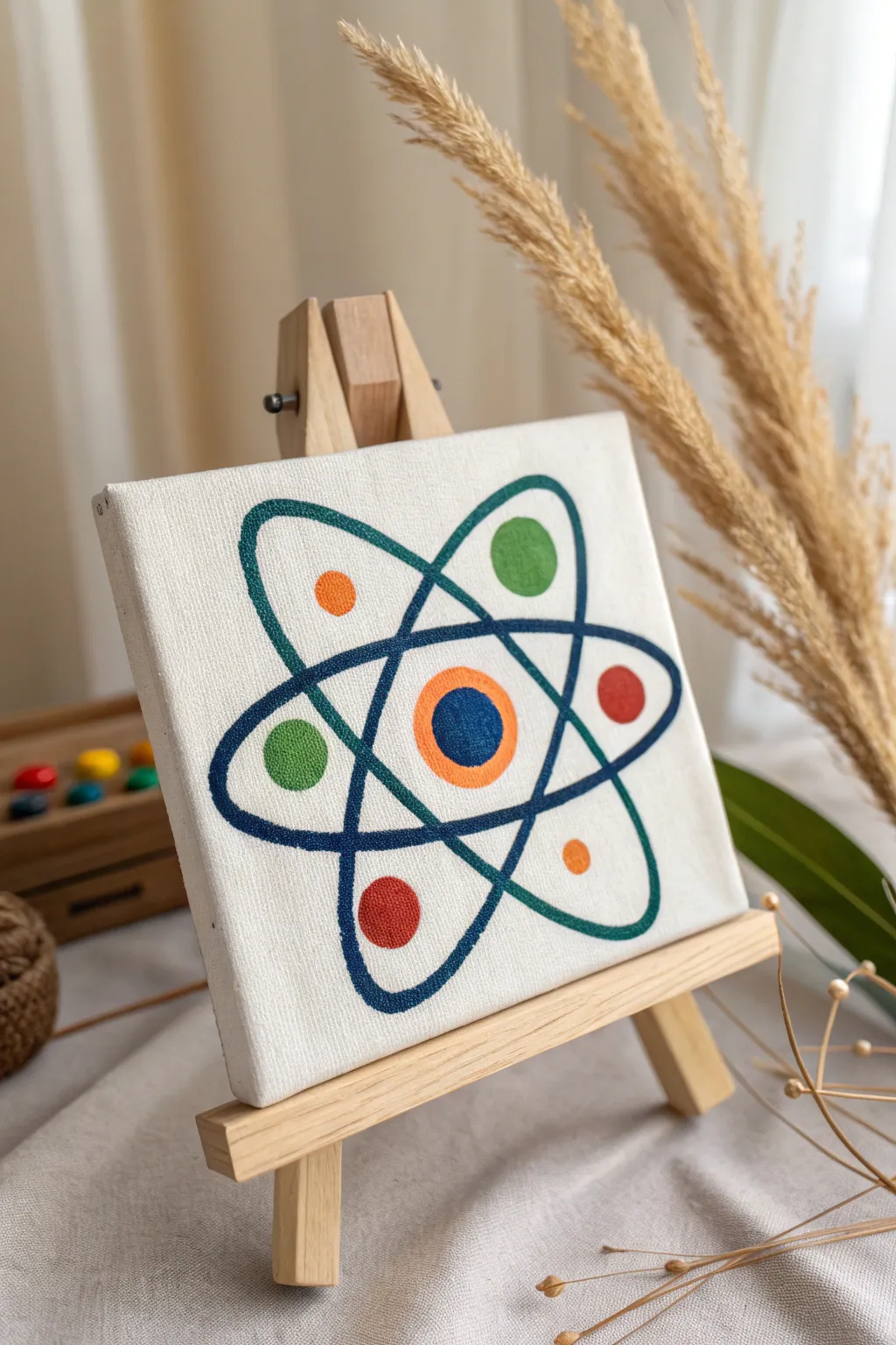 Ignite curiosity with a striking science-themed canvas that beautifully blends simplicity and bold colors. Perfect for inspiring young minds!