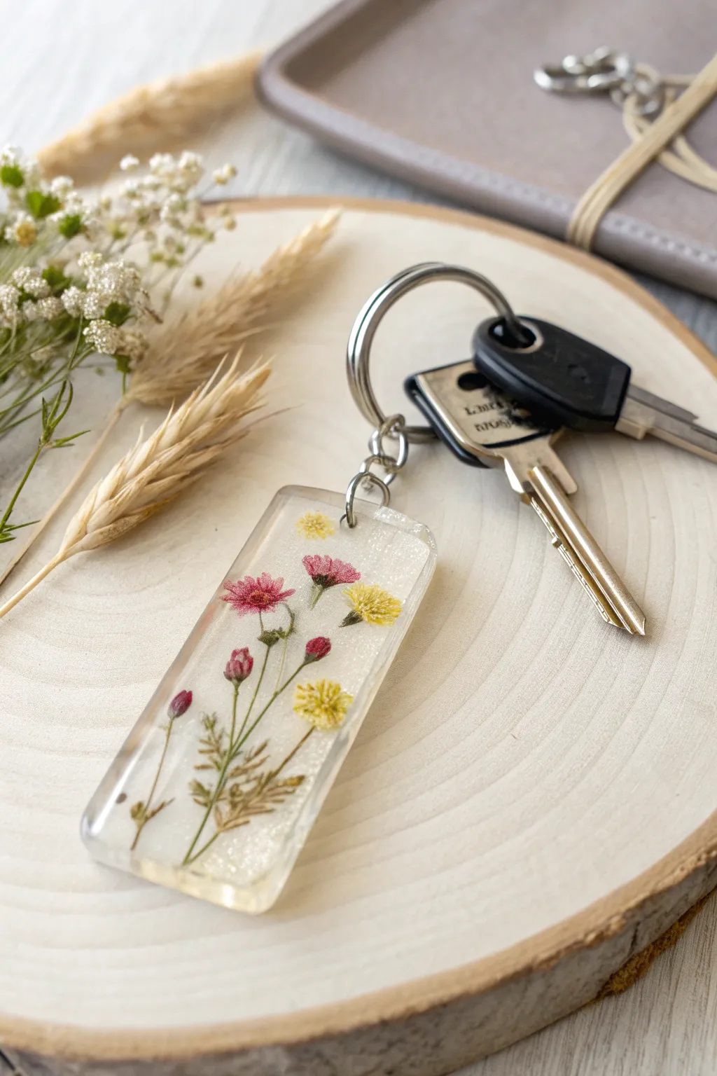 Capture nature's beauty on the go with DIY resin charms for your keys. 🌿✨