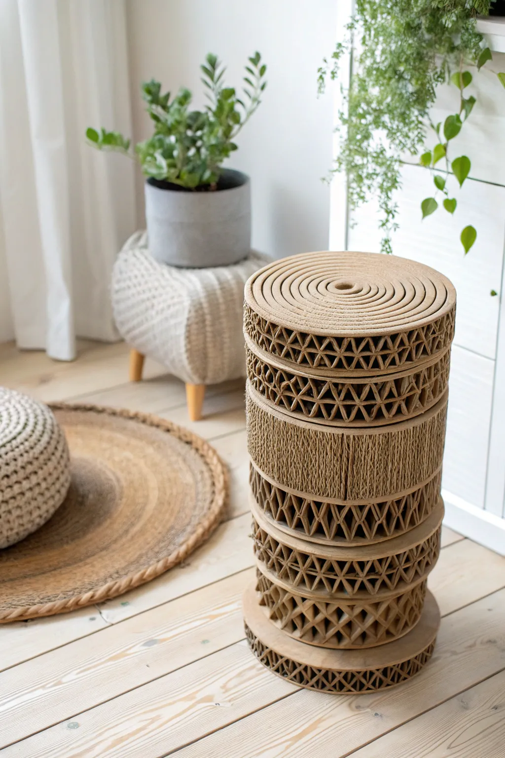 Elevate your feline's playtime with this chic, handcrafted cardboard cat scratcher.