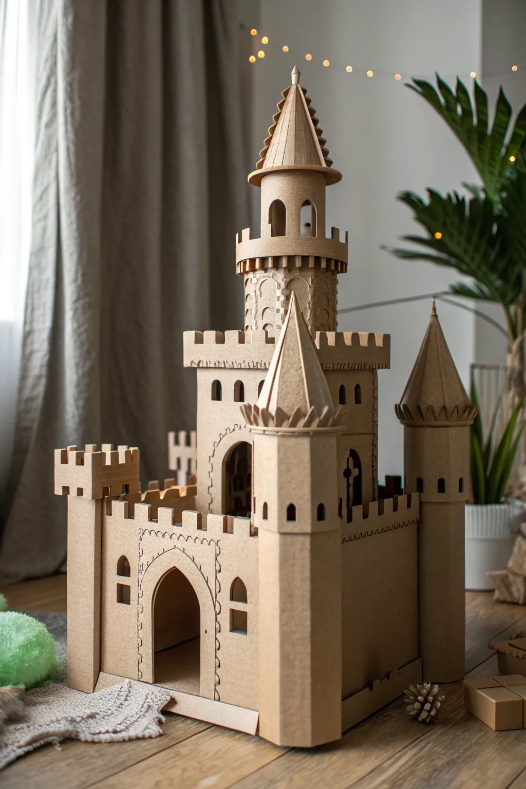 Transform cardboard into a majestic castle with stunning crenellated parapets—where simplicity meets artistry.