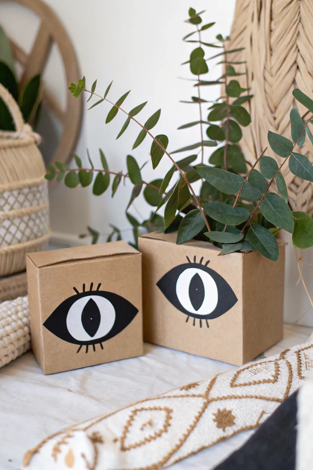 Peek-a-boo! These DIY cardboard eyes add a playful and spooky touch to your Halloween decor.