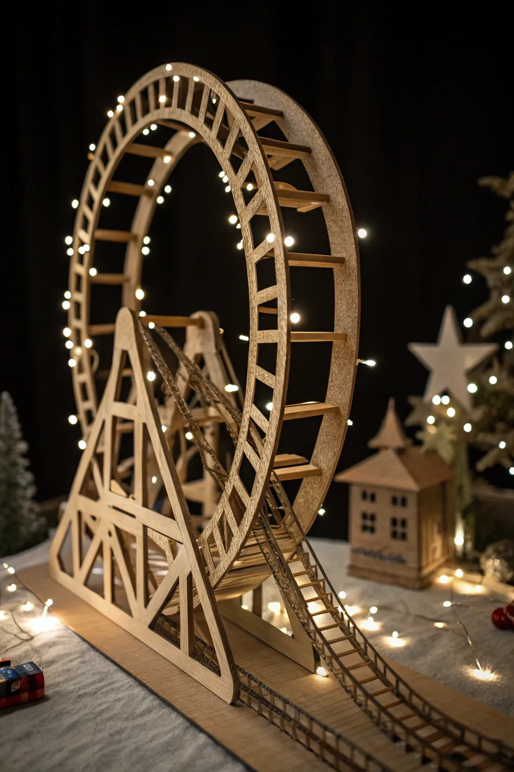 Illuminate your imagination with a handcrafted cardboard roller coaster that shines after dark.