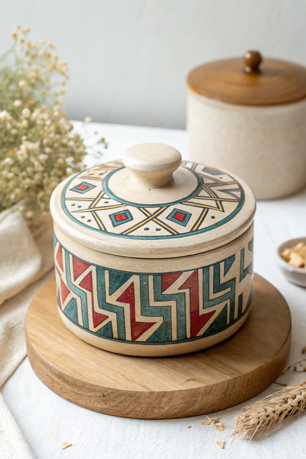 Discover the art of play with this Scandinavian Boho-inspired ceramic box, where form meets function in a delightful puzzle.