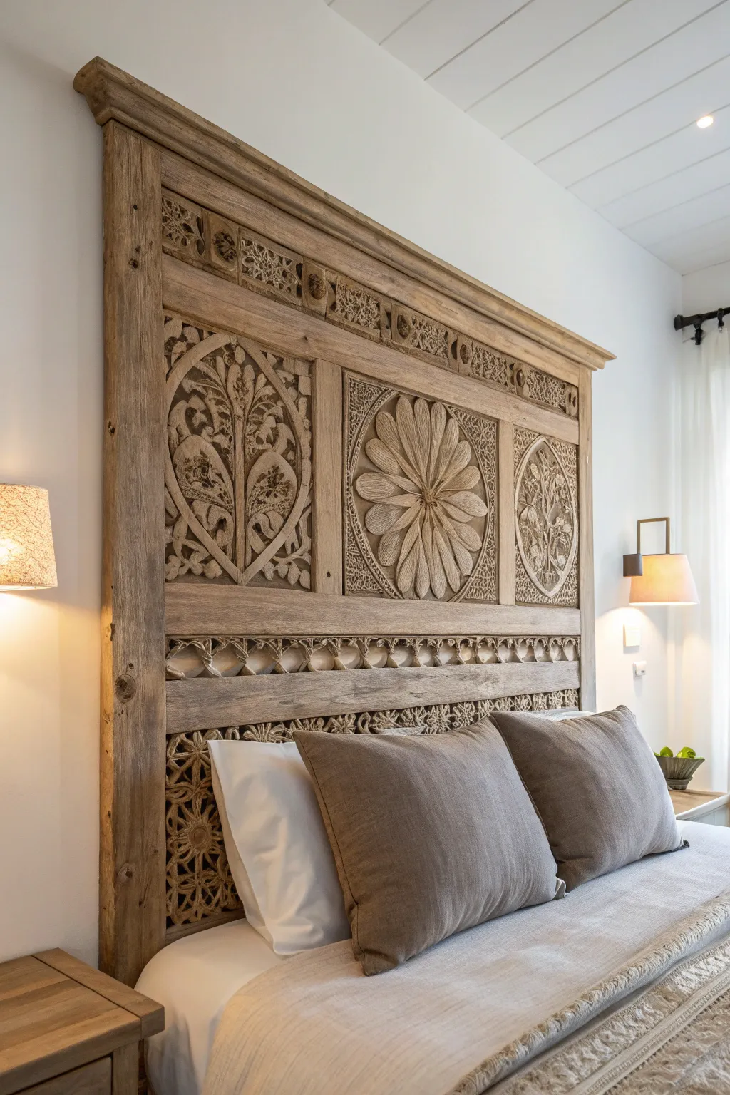 Transform your bedroom with a handcrafted wall-mounted headboard – where artistry meets functionality.