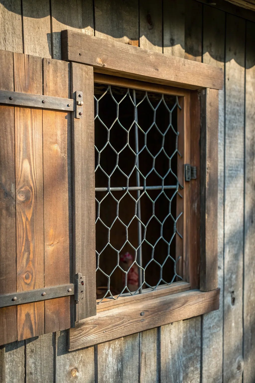 Industrial Elegance: A Stylish Metal Grate Window for Your Chicken Coop