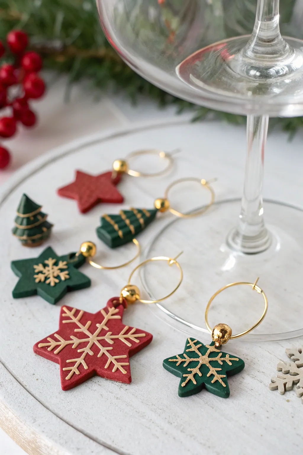 Add a festive touch to your gatherings with handcrafted clay wine charms – where simplicity meets bold elegance!