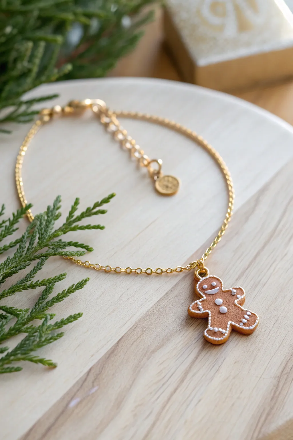 Carry the sweetness of the holidays with you: A charming gingerbread bracelet for festive simplicity.